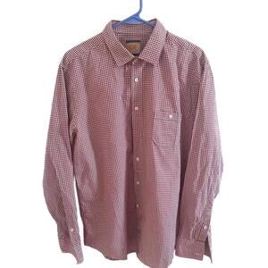 Boss Orange Men's Burgundy and White Checkered Button-Up Shirt - XL